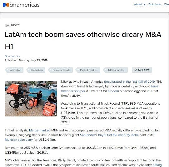 LatAm tech boom saves otherwise dreary M&A H1